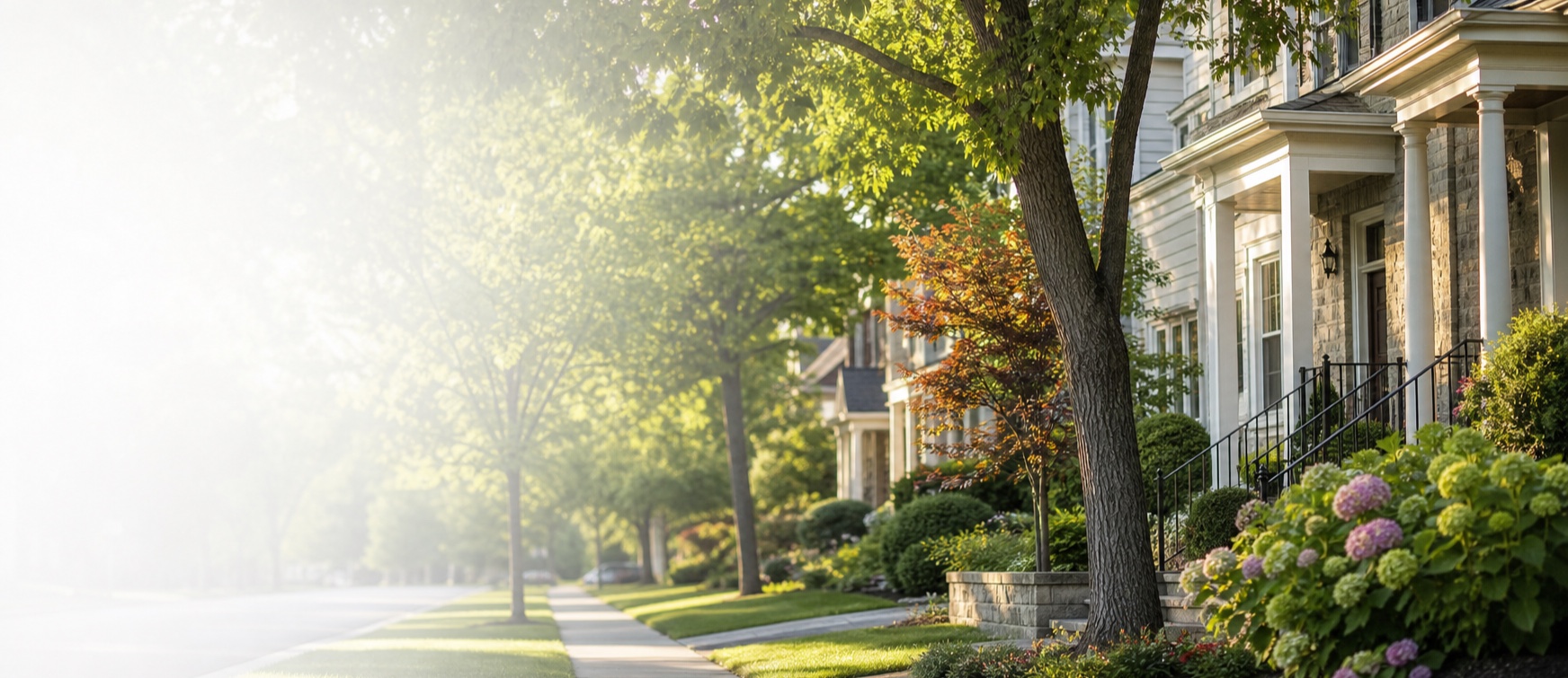 Northern Virginia neighborhood street near Vienna with mature trees and well-kept homes.